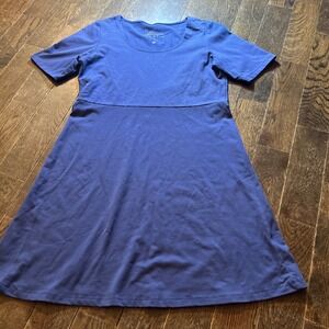 Sahalie Women's Petite Small Solid Short Sleeve T shirts Dress Blue